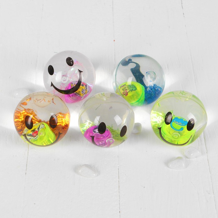 Мяч световой "Смайл" с водой 6,5 см, цвета МИКС