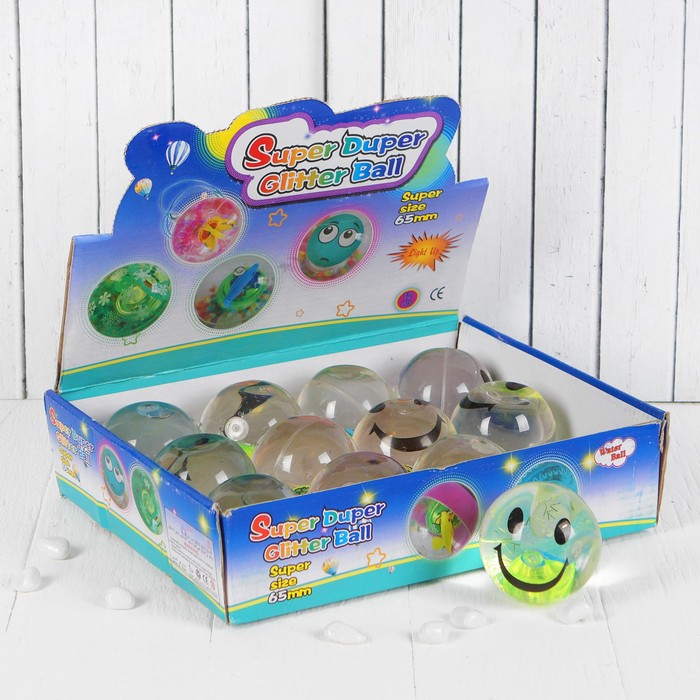 Мяч световой "Смайл" с водой 6,5 см, цвета МИКС