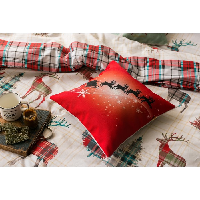 Наволочка Олени летят 38х38 см, саржа, 240г/м, пэ100%