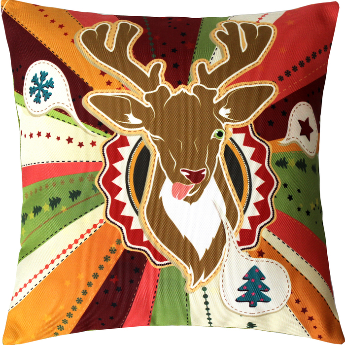Наволочка Веселый олень 38х38 см, саржа, 240г/м, пэ100%