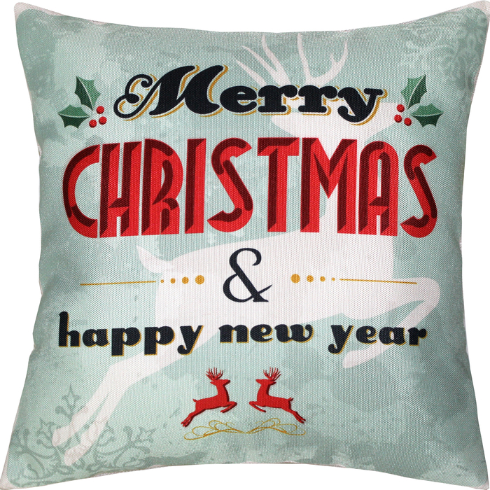 Наволочка Merry Christmas & Happy new year 38х38 см, саржа, 240г/м, пэ100%