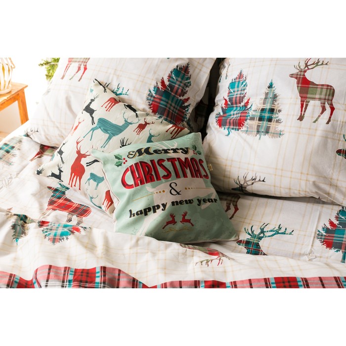 Наволочка Merry Christmas & Happy new year 38х38 см, саржа, 240г/м, пэ100%