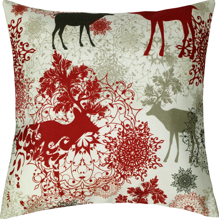 Наволочка Олени и снежинки 38х38 см, саржа, 240г/м, пэ100%