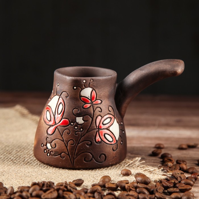 Турка для кофе "Дивные цветы", высота 9 см, объем 200 мл микс