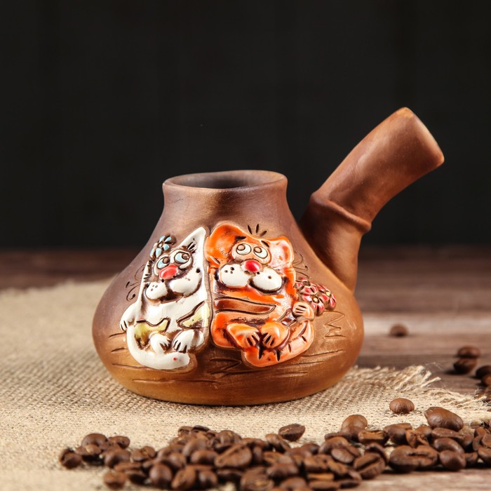 Турка для кофе "Пара котов", высота 9 см, объем 250 мл