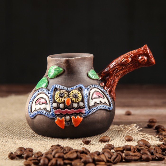 Турка для кофе "Совушка", высота 9 см, объем 200 мл микс