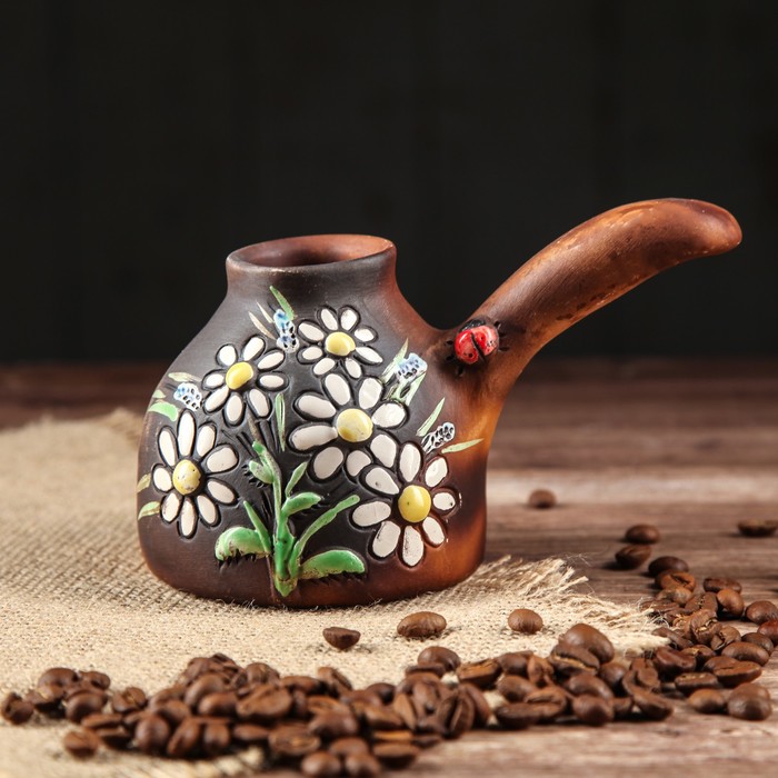 Турка для кофе "Ромашки", высота 9 см, объем 250 мл микс