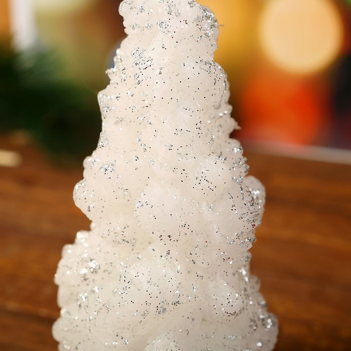 Декоративная свеча резная "Ёлка", маленькая, белая, 16,5х9см