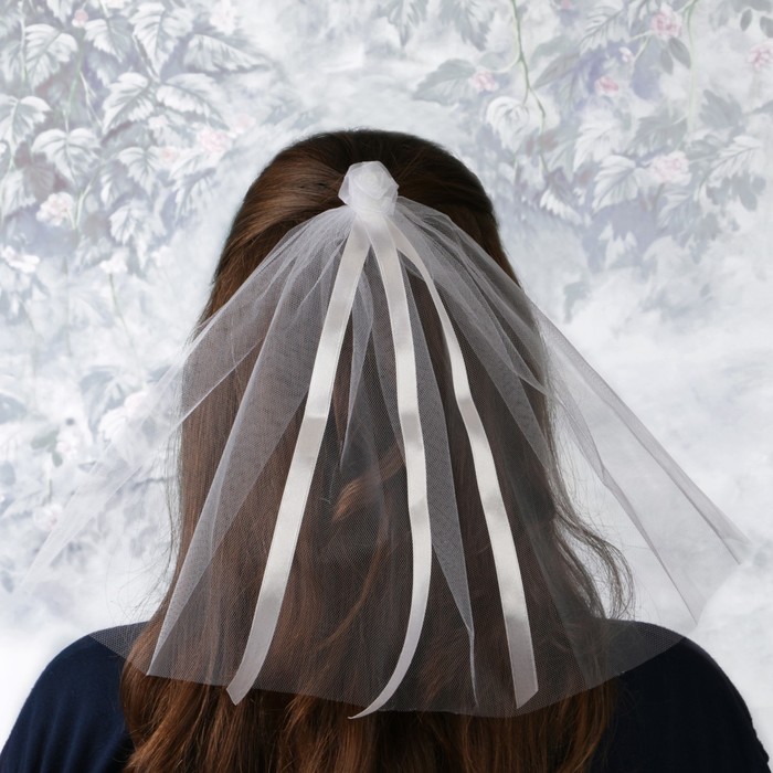 Фата на девичник "Цветок", белая