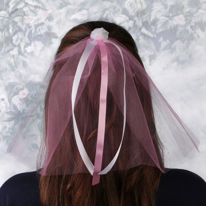 Фата на девичник "Цветок", розовая