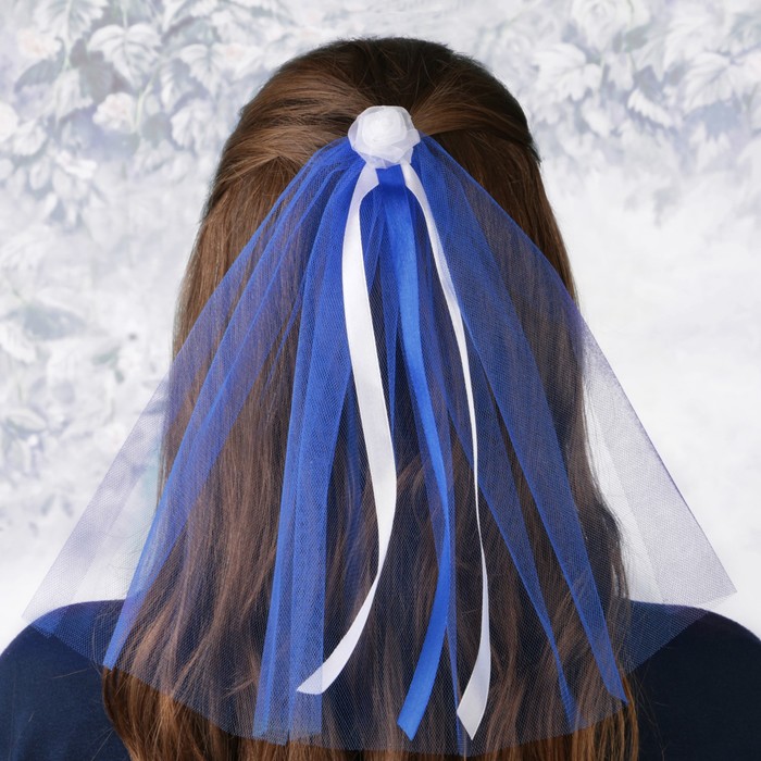 Фата на девичник "Цветок", синяя