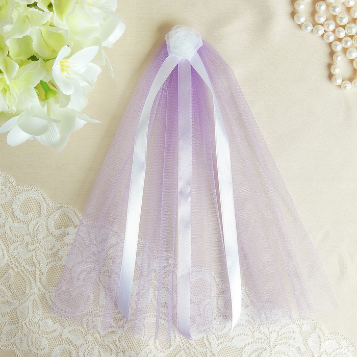 Фата на девичник "Цветок", сиреневая