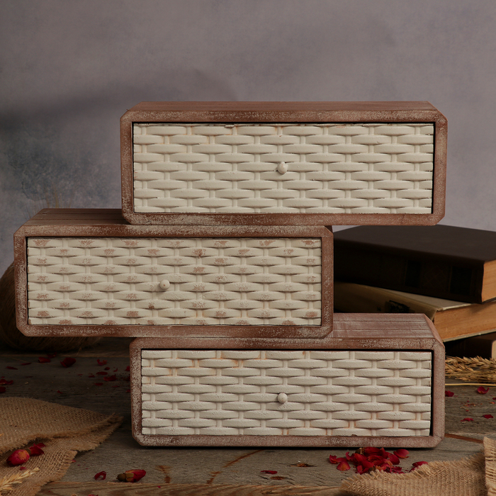 Шкатулка МДФ 3 ящика "Ретро-стиль" коричневая 27х23х9,5 см