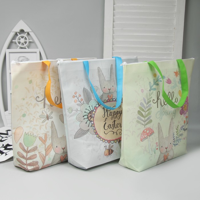 Сумка хозяйственная "Зайки", отдел на молнии, принт МИКС