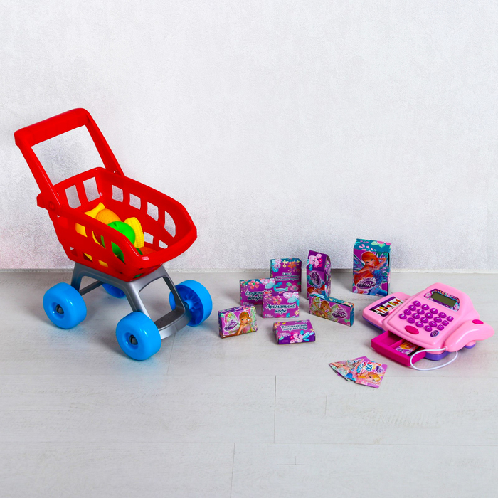 Касса с продуктовой тележкой, феи ВИНКС, 30 предметов