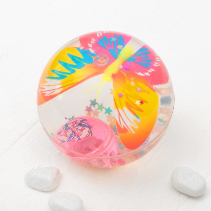 Мяч световой "Бабочка" с водой 7,5 см, виды МИКС