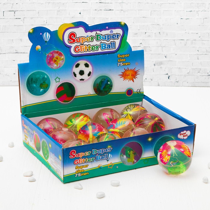 Мяч световой "Бабочка" с водой 7,5 см, виды МИКС