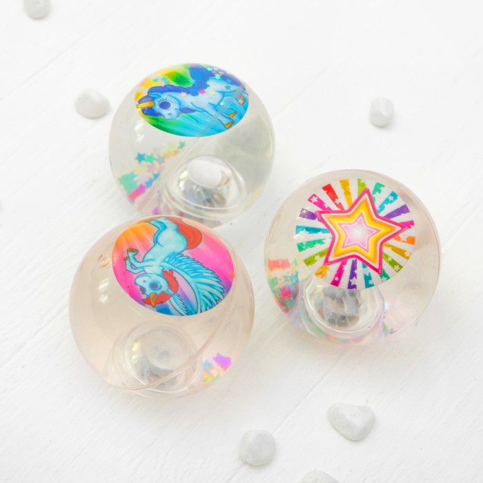 Мяч световой "Единорог" с водой 7,5 см, виды МИКС