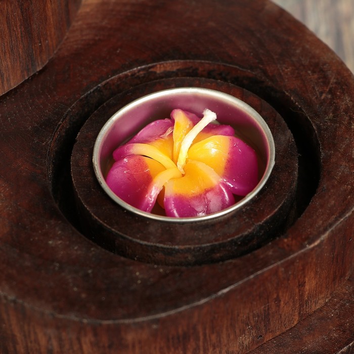 Подсвечник "Двойное счастье" дерево, стекло 24х11х19 см