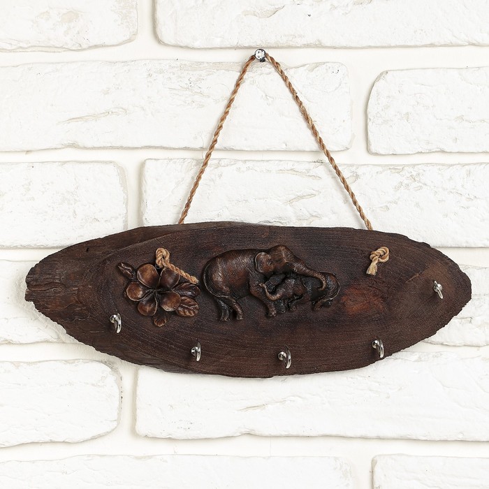 Ключница дерево "Парочка слоников" 30х11,5х2,5 см