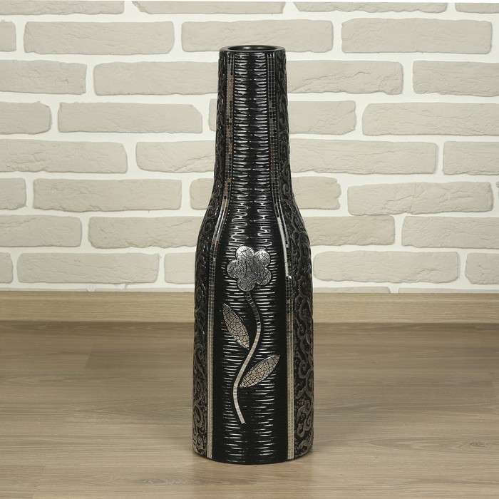 Ваза керамика напольная "Цветок Амиры" 60 см, чёрная