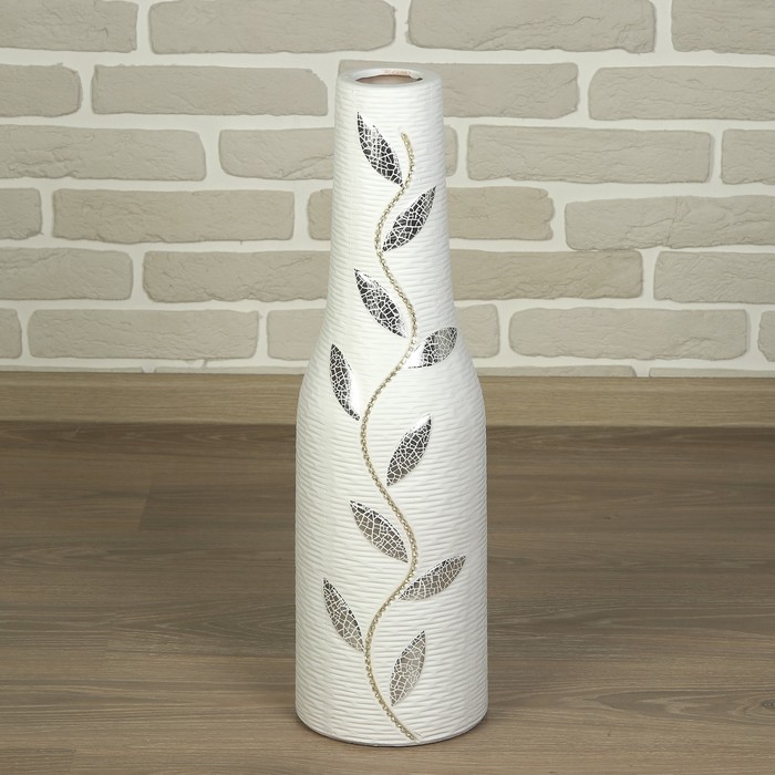 Ваза керамика напольная "Лиана" 60 см, белая