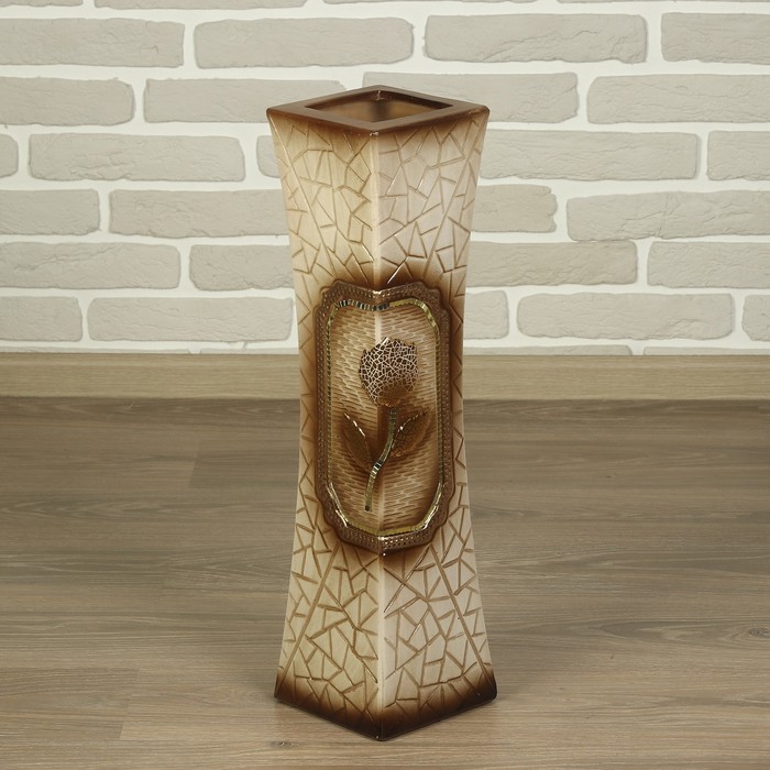 Ваза керамика напольная "Розалия" 60 см, квадрат, коричневая