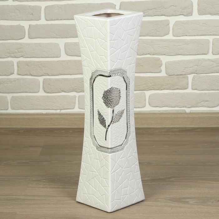 Ваза керамика напольная "Розалия" 60 см, квадрат, белая