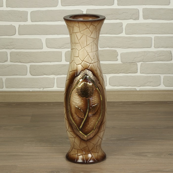 Ваза керамика напольная "Розалия" 60 см, талия, коричневая