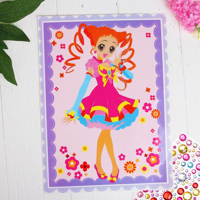 Аппликация круглыми стразами "Модная девчонка"