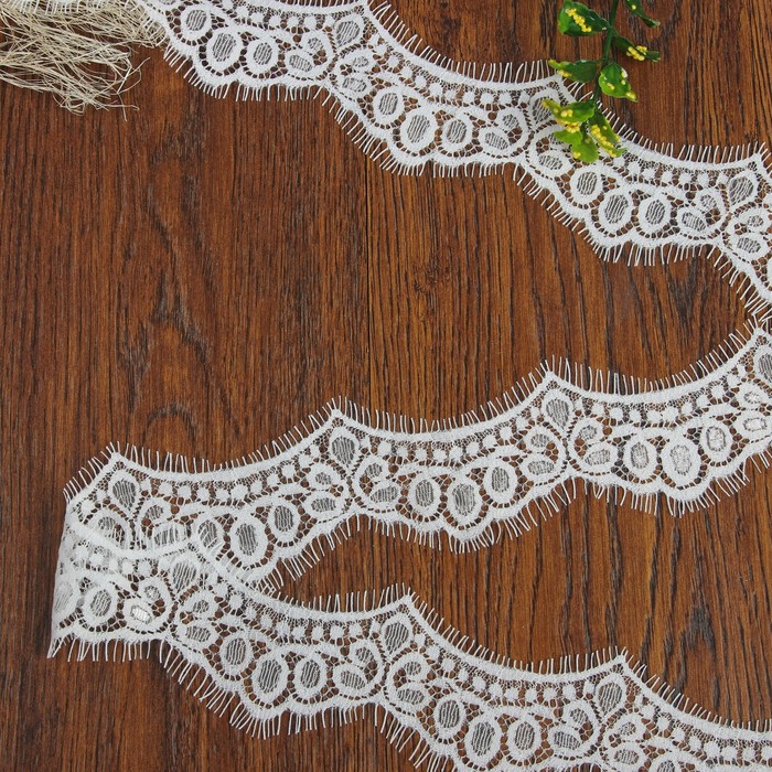 Кружево реснички, 70мм, 9±1м, в бобине 3 ленты, каждая по 3 метра, цвет белый