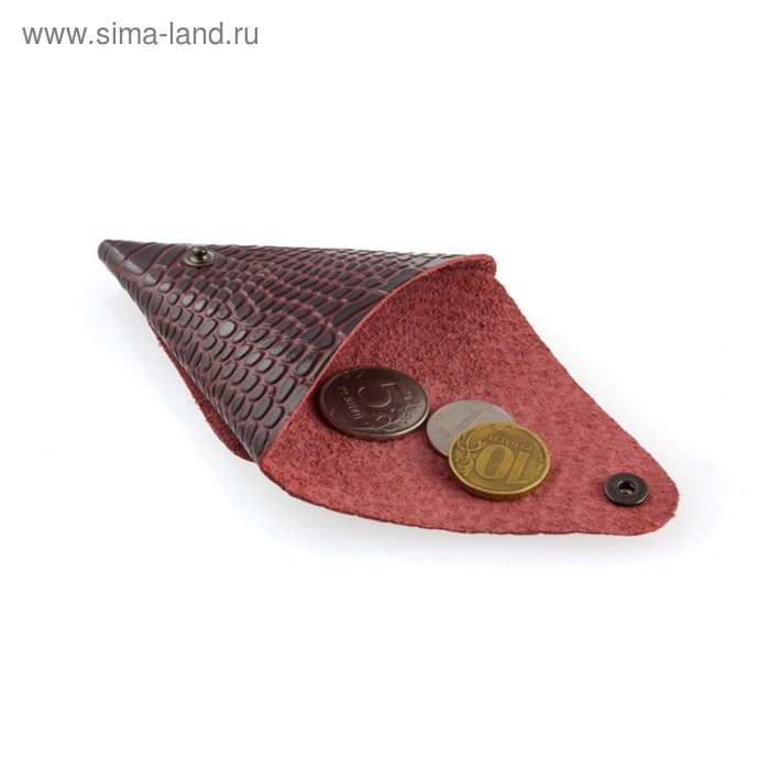 Футляр для монет, н/к, цвет бордо крокодил