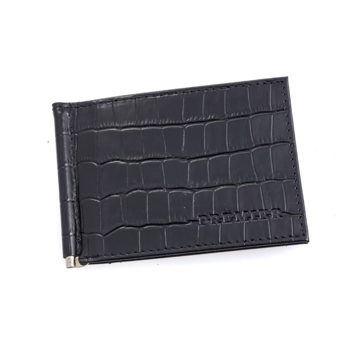 Зажим для купюр, натуральная кожа, цвет чёрный