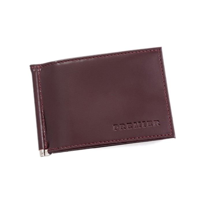 Зажим для купюр, натуральная кожа, цвет бордо