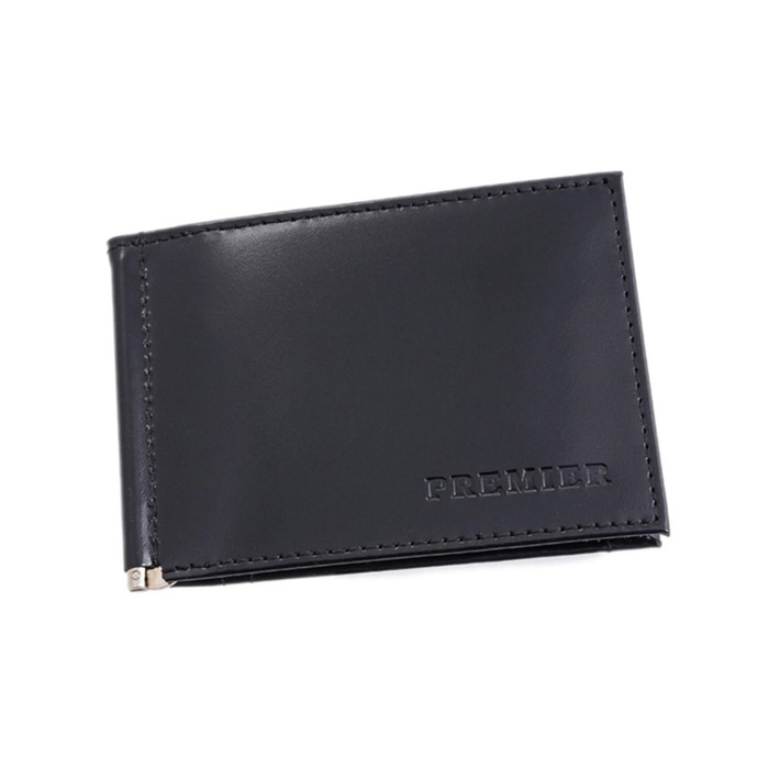 Зажим для купюр, натуральная кожа, цвет чёрный