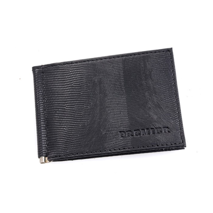 Зажим для купюр, натуральная кожа, цвет чёрный