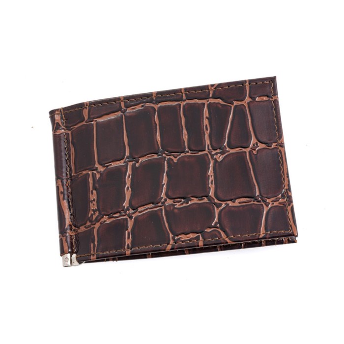 Зажим для купюр, натуральная кожа, цвет коричневый