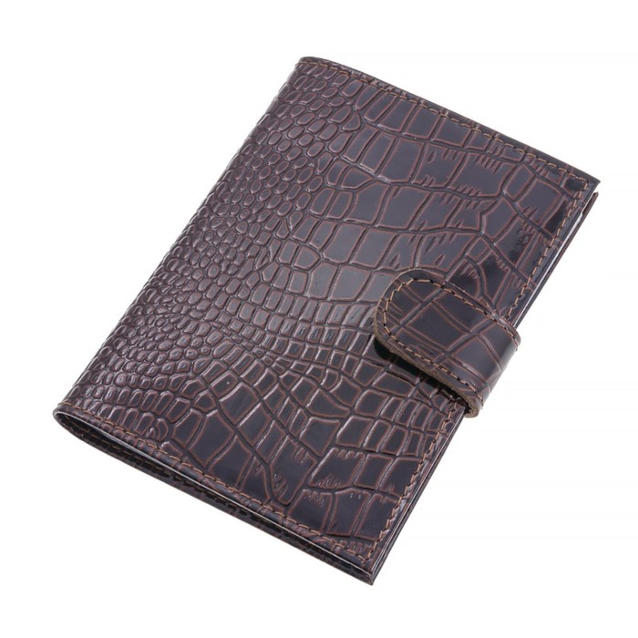 Обложка для автодокументов, н/к, цвет коричневый крокодил