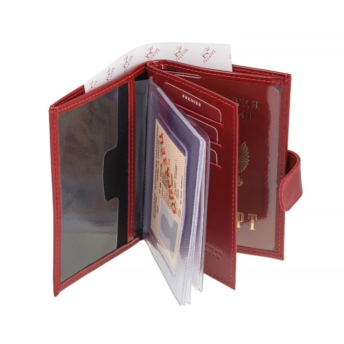 Обложка для автодокументов, н/к, цвет красный