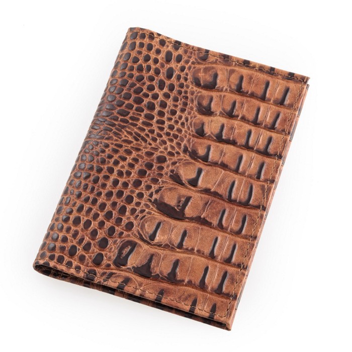 Обложка для автодокументов, н/к, цвет коричневый кайман