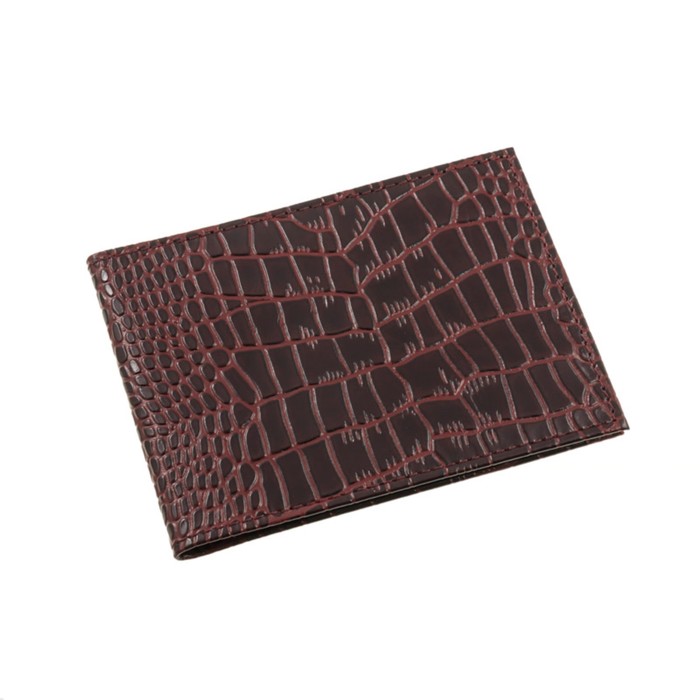 Обложка для автодокументов, н/к, цвет бордо крокодил