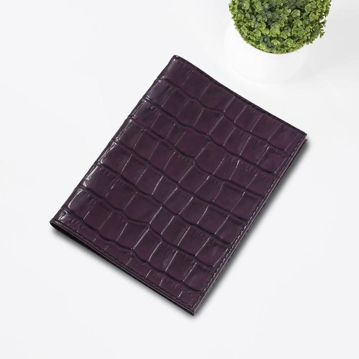 Обложка для автодокументов, н/к, цвет баклажан (крокодил)
