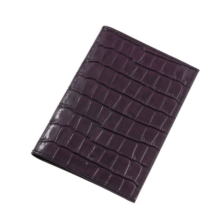 Обложка для автодокументов, натуральная кожа, цвет баклажан крокодил