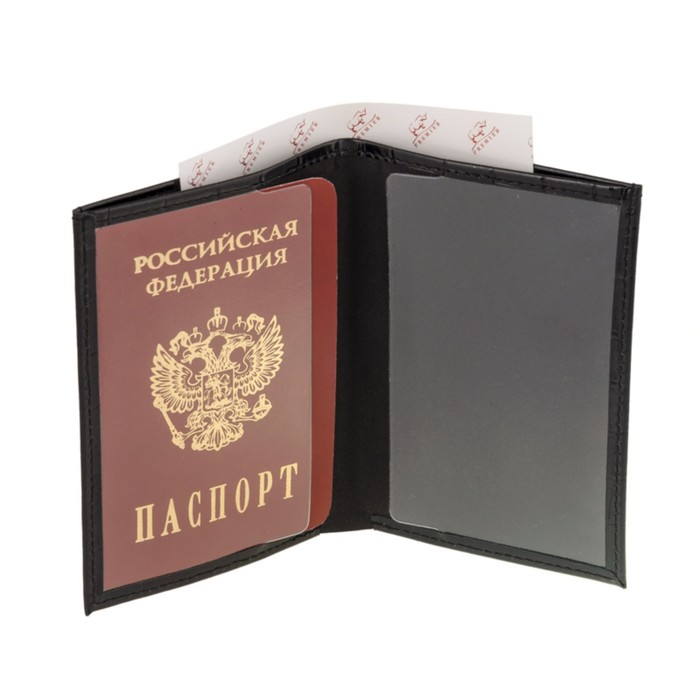 Обложка для паспорта+купюрник, н/к, цвет чёрный