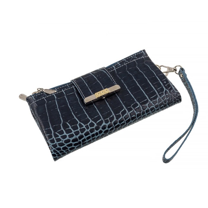 Кошелёк женский, н/к, цвет бирюза аллигатор