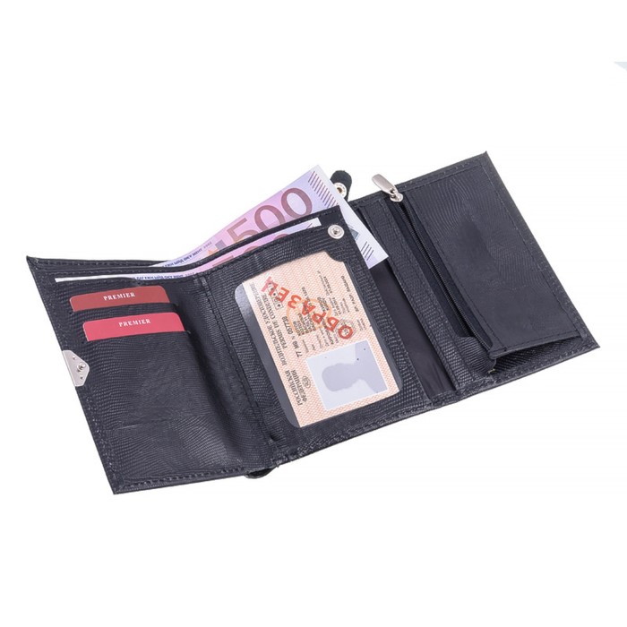 Кошелёк, натуральная кожа, цвет чёрный