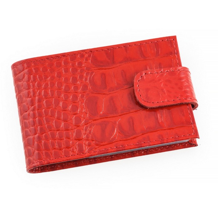 Кредитница, 1 ряд, натуральная кожа, цвет красный