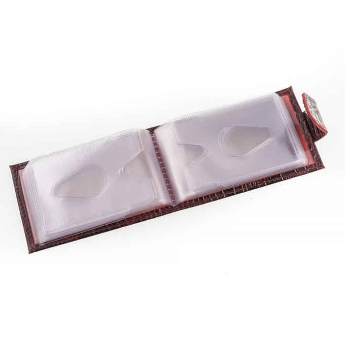 Кредитница, 1 ряд, натуральная кожа, цвет бордовый, крокодил