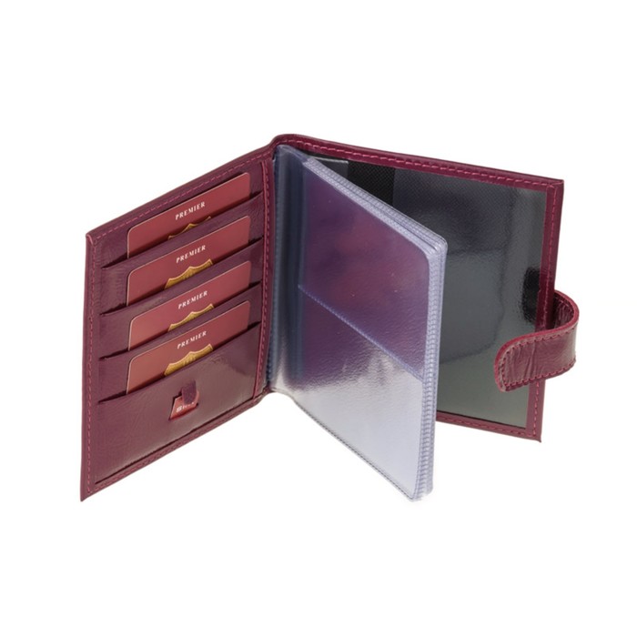 Визитница, 2 ряда, натуральная кожа, цвет цикламен