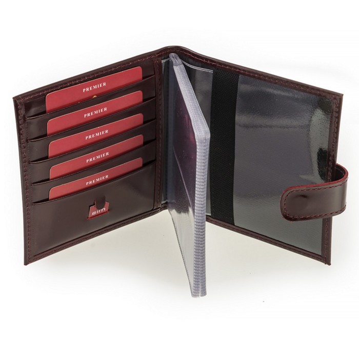 Визитница, 2 ряда, натуральная кожа, цвет бордо